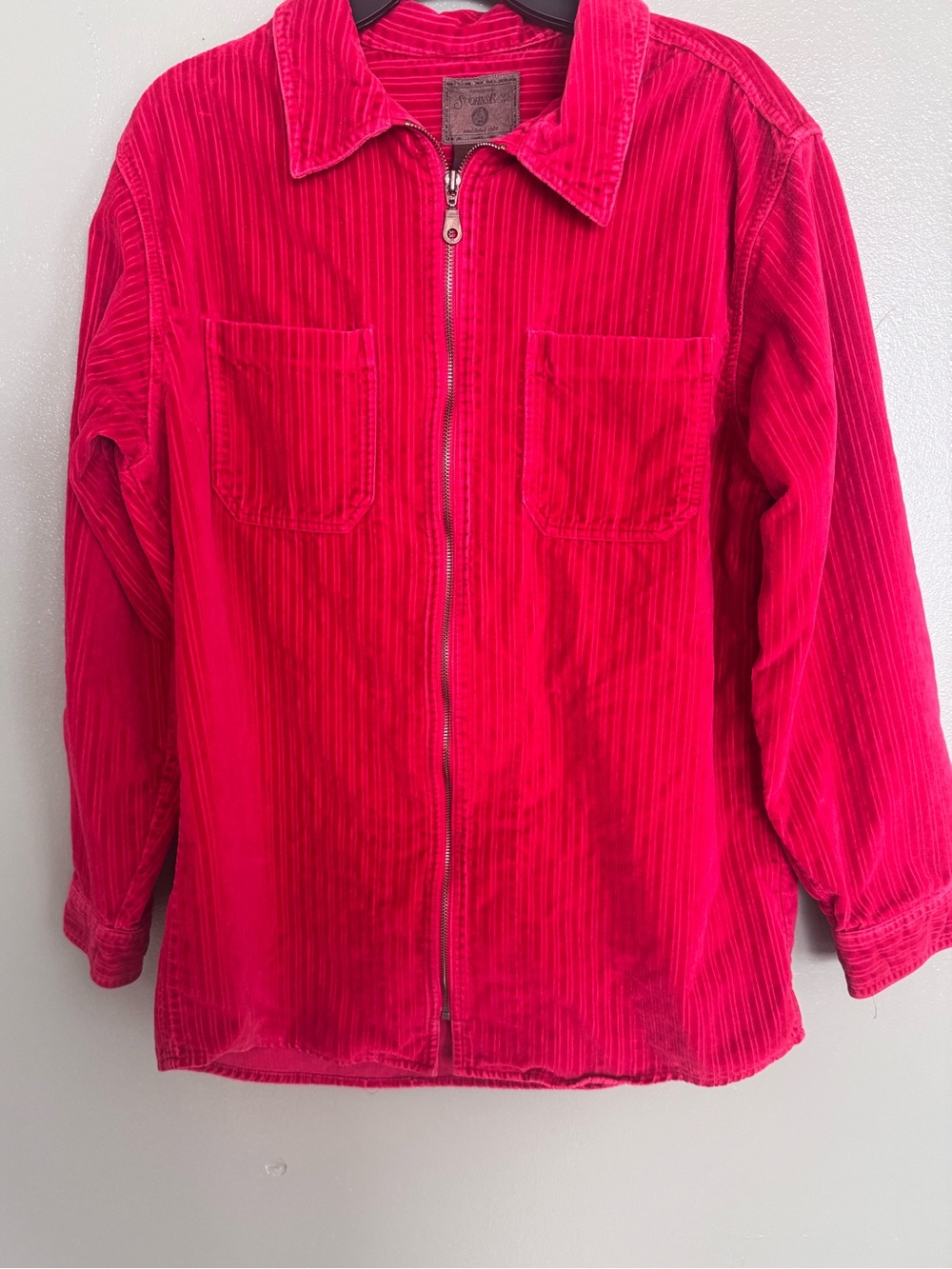 St. John's Bay Red Corduroy Zip-Up Shirt Jacket - Size Large